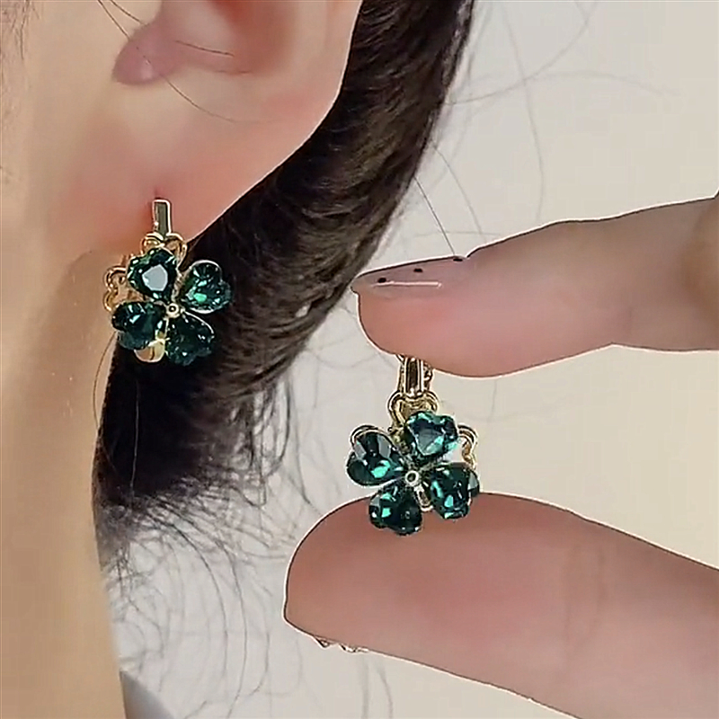 藍色鋯石四葉草耳環
