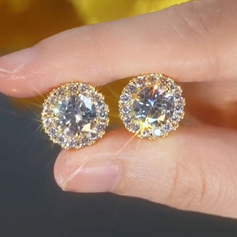 一克拉莫桑鑽耳環  