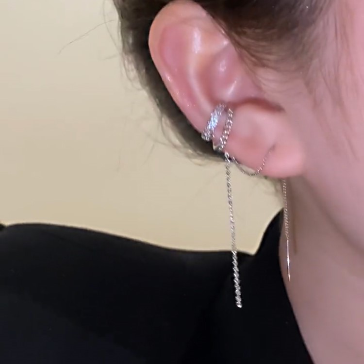 個性雙層圓圈耳針一體式耳骨夾