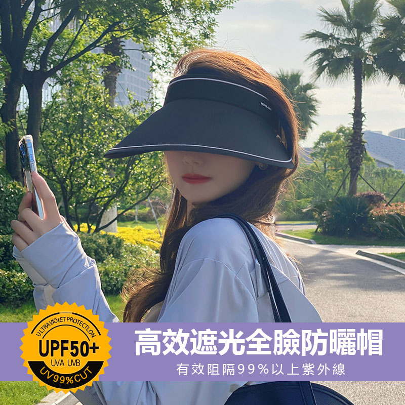 【沫緹甄選】防晒帽女空顶帽可折叠防紫外线大檐女款遮阳帽