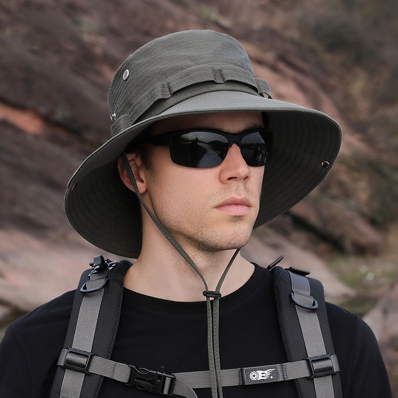 【沫緹甄選】漁夫帽男夏季大簷遮陽帽戶外登山防曬太陽帽