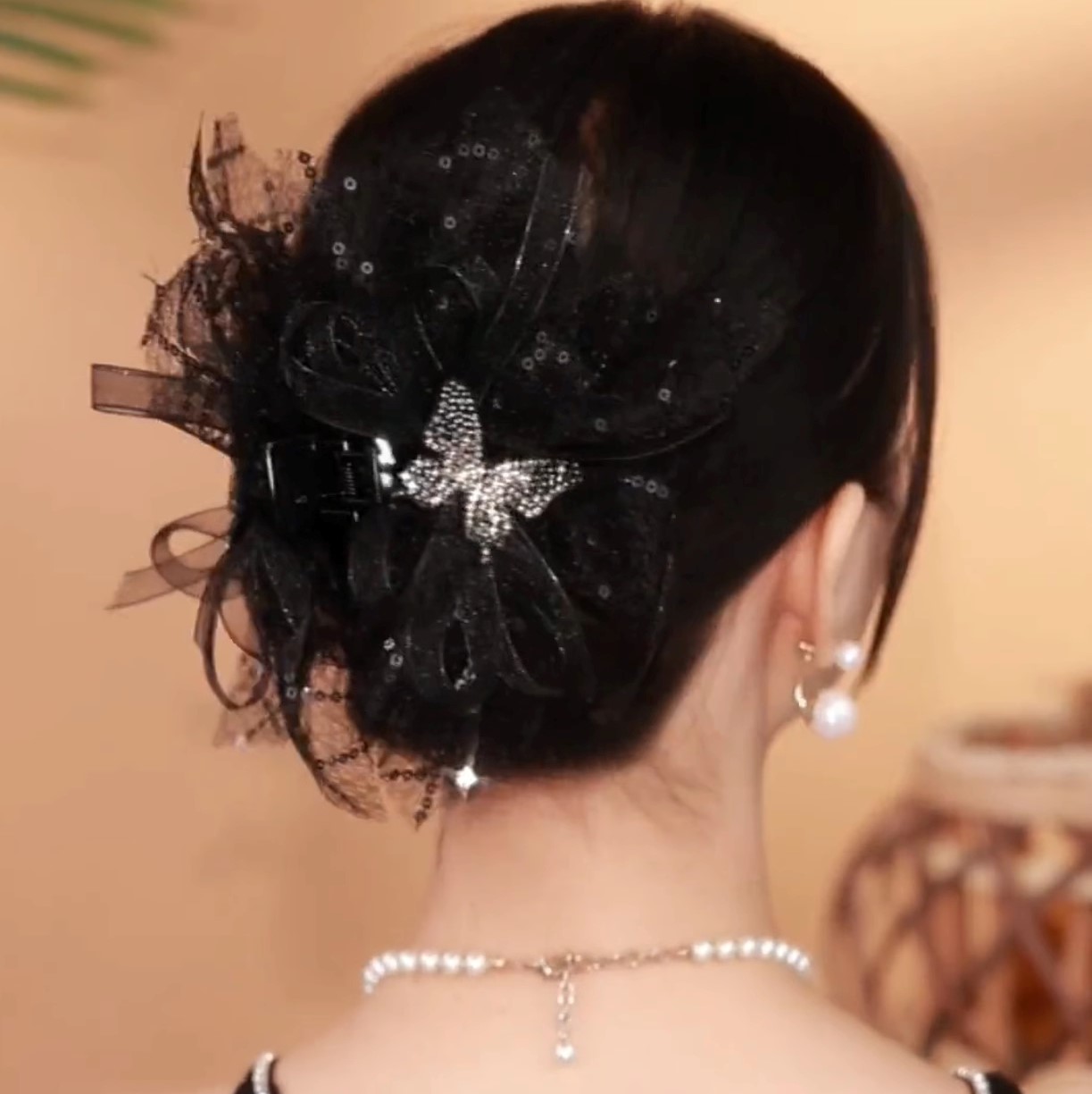 甜美布藝髮飾蝴蝶抓夾