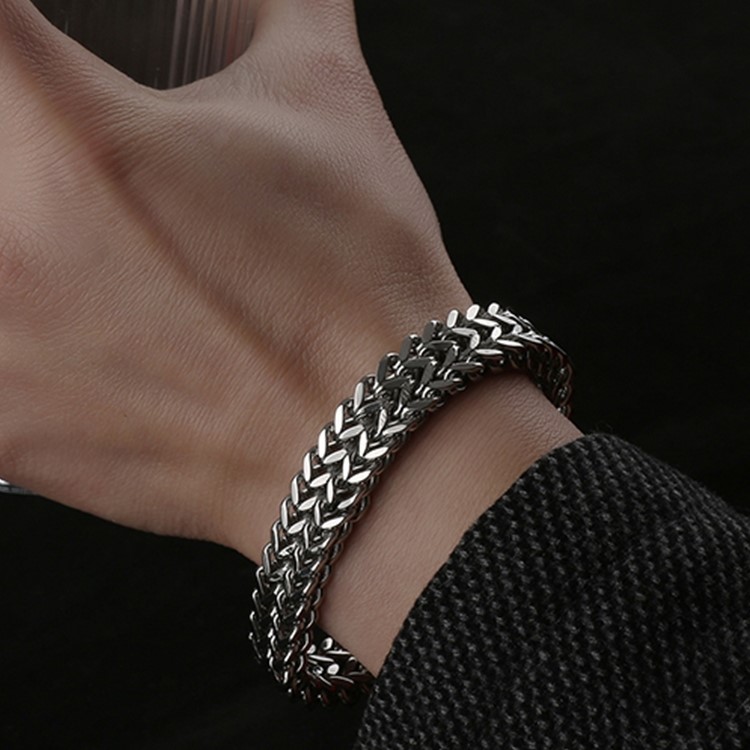 鈦鋼雙層古巴錬嘻哈手錬