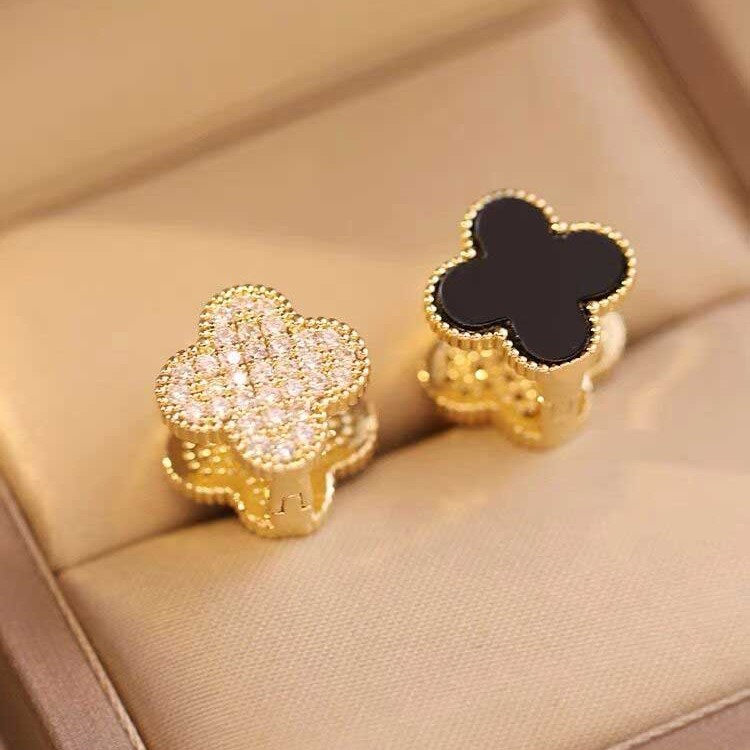 精致滿鑽四葉花AB兩戴雙面