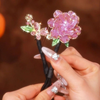 山茶花蝴蝶結盤發神器