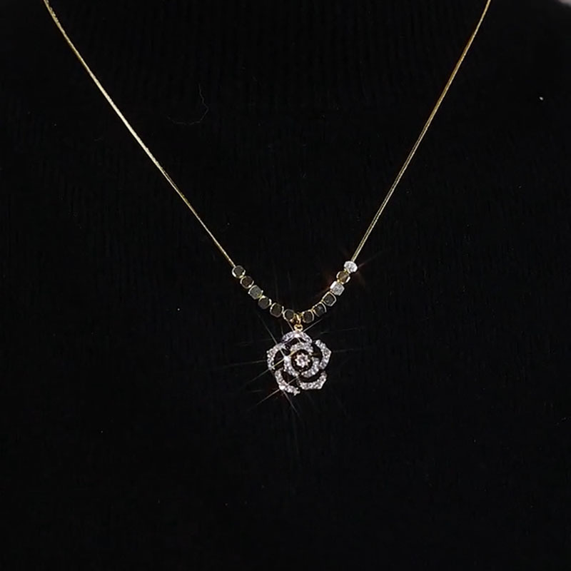 黑色山茶花輕奢項錬 necklace純銀項錬送禮首選特別的禮物