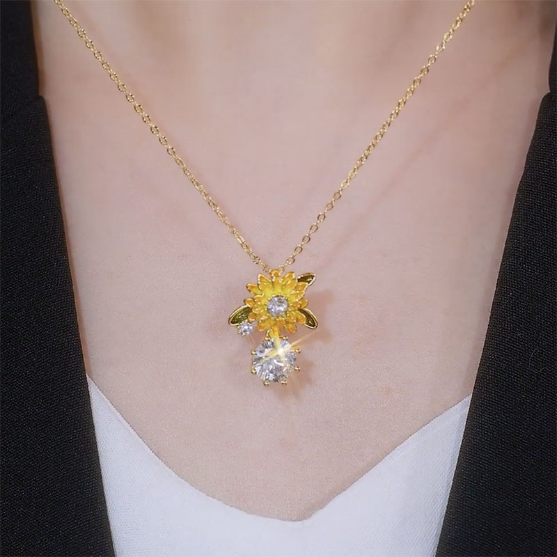 太陽花鑽石個性項錬 necklace純銀項錬送禮首選特別的禮物