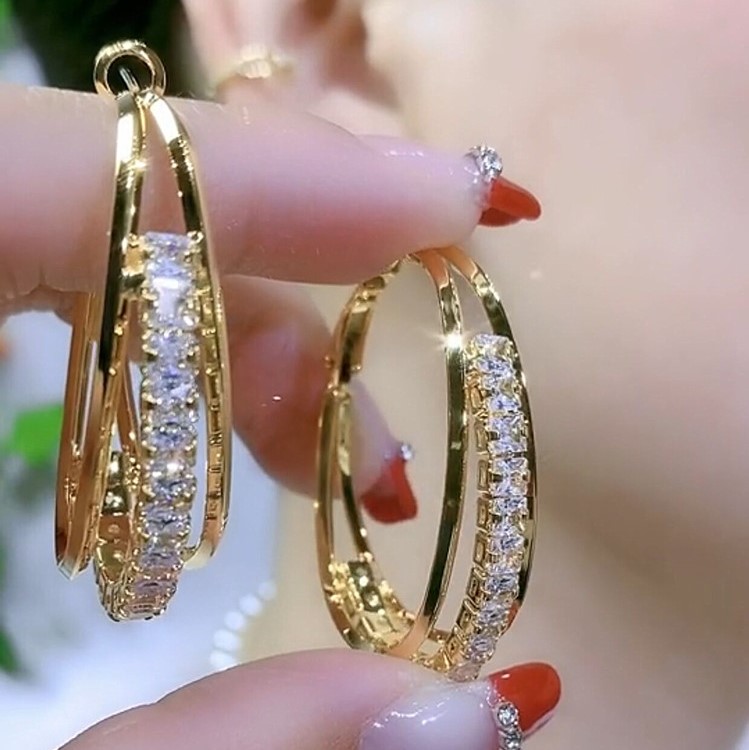 高級感鋯石圈圈耳環耳圈