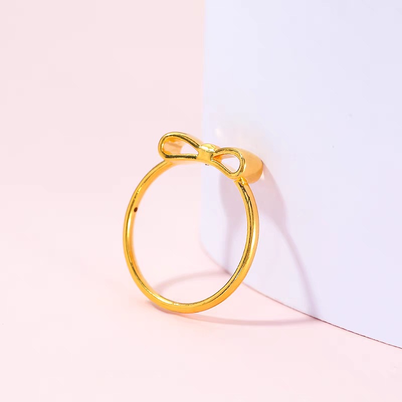 黃金少女心蝴蝶結硬金戒指