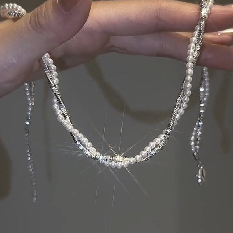 疊戴碎銀子珍珠項錬