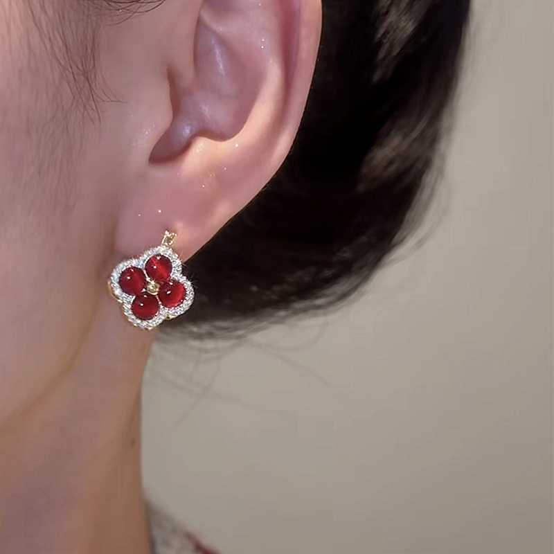 雙色四葉草輕奢耳環   