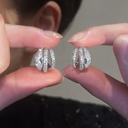 個性纏繞閃鑽蛇形耳環   