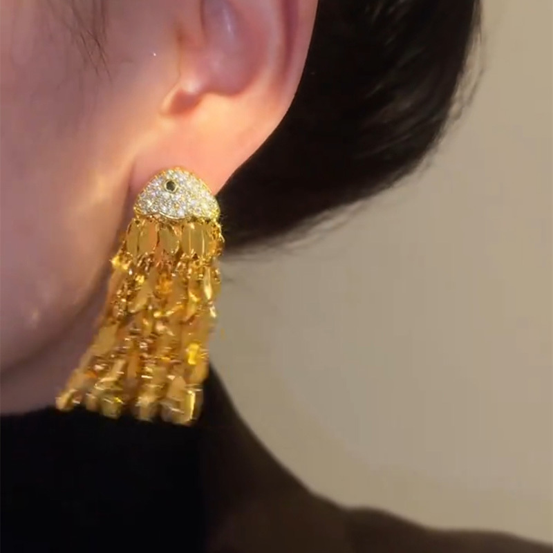 金色麥穗年年有餘流蘇耳環