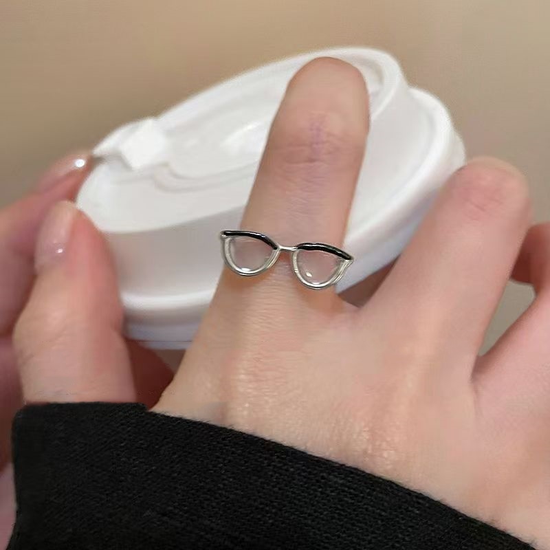 趣味墨鏡眼鏡開口戒指