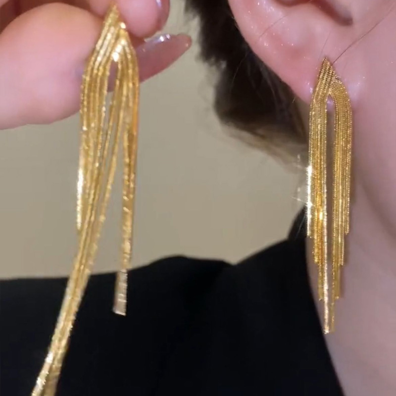 金色氣質流蘇耳環  