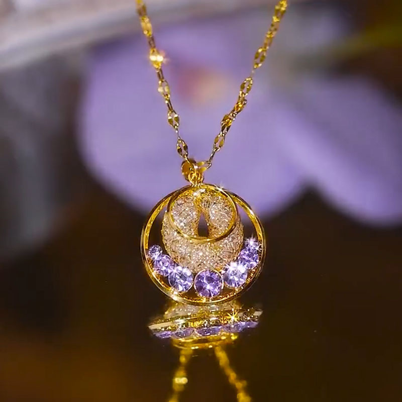 金絲網紫色水晶鋯石項錬 -FANYIACC