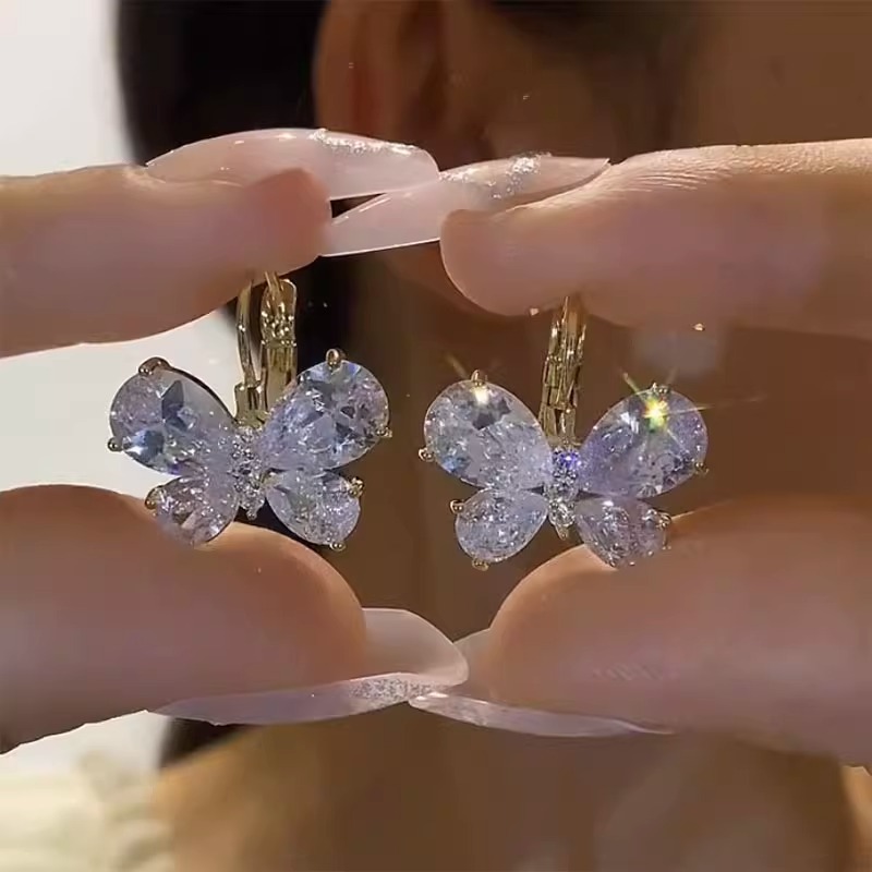 仙氣蝴蝶水晶氣質耳環-FANYIACC