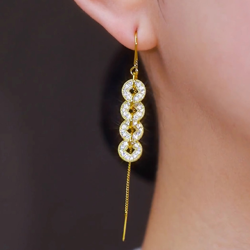 復古滿鑽錢幣流蘇耳環