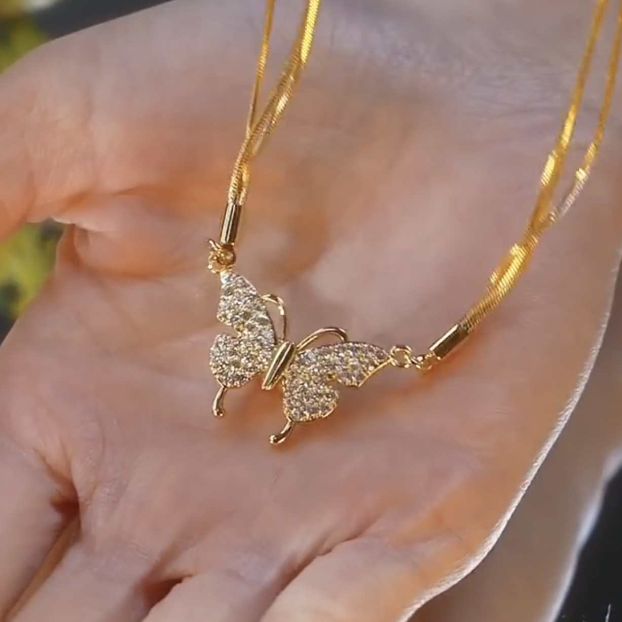 微鑲鋯石磁吸設計蝴蝶項錬