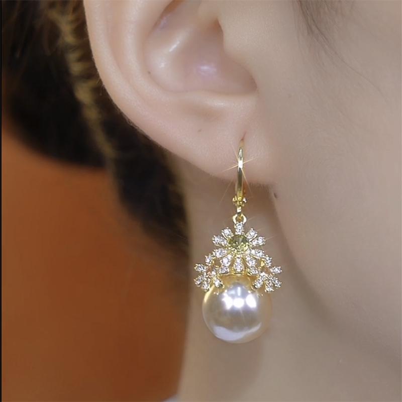 法式設計感花朵珍珠耳環