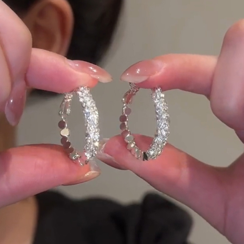 碎銀子圈圈純銀耳環