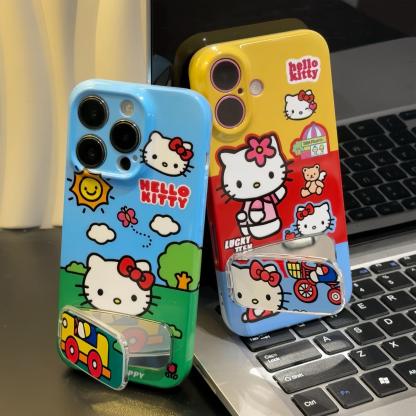 可愛卡通kitty 童趣凱蒂貓保護殼 鏡子支架殼