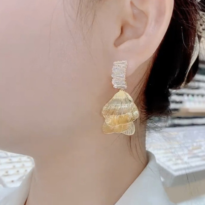 金花瓣輕奢流蘇耳環