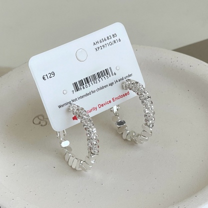 S925銀碎銀拼接圈圈耳環