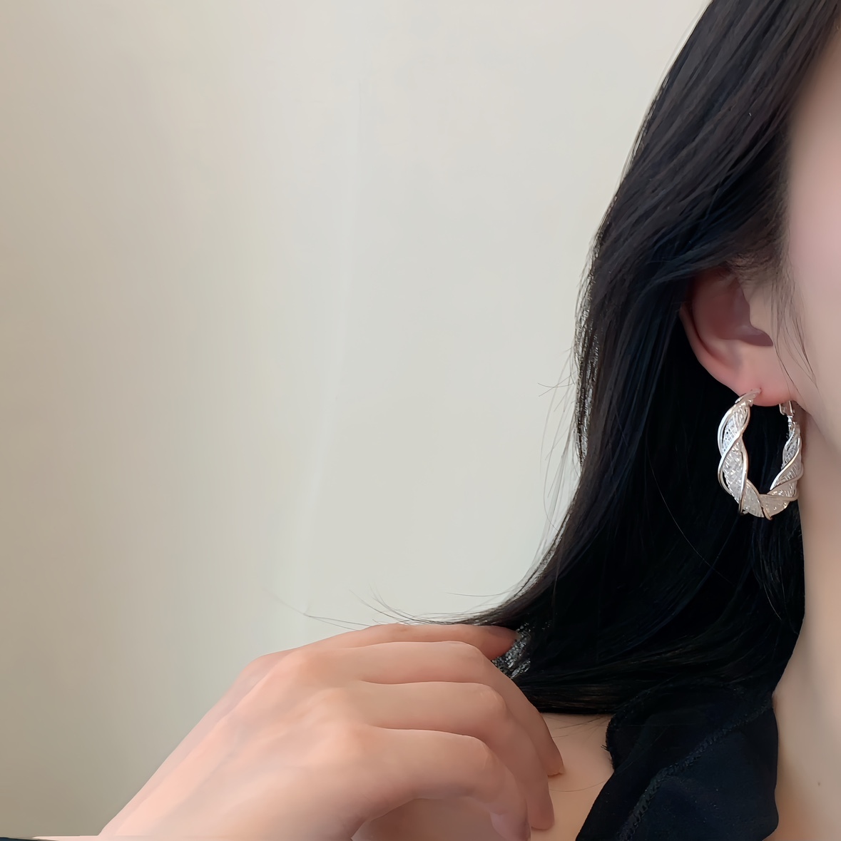 復古網狀圈圈金色耳環 （Earrings）