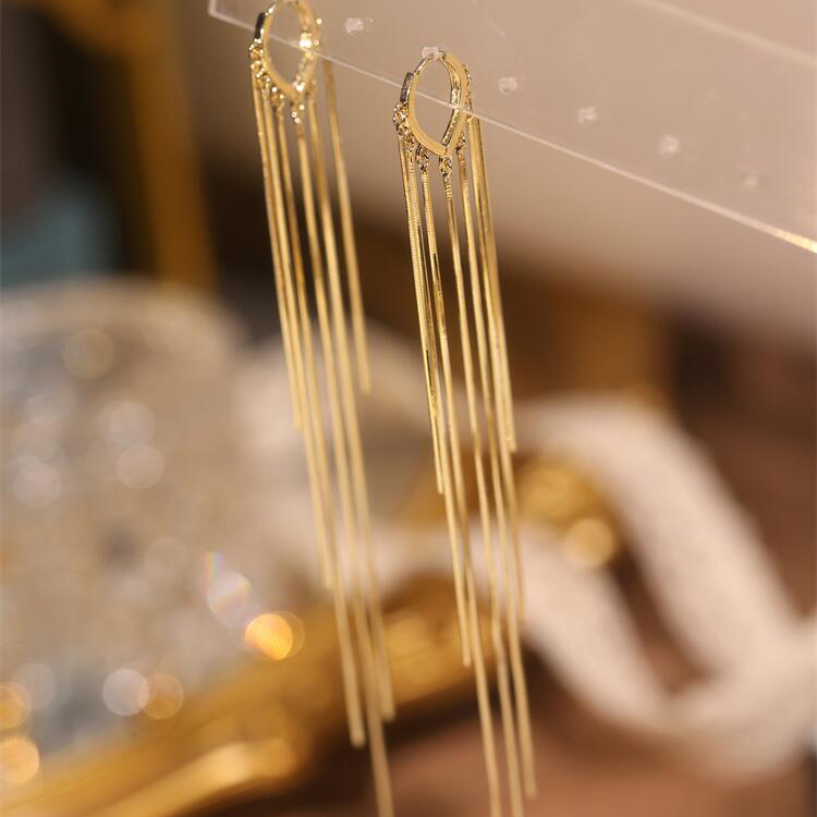【S925銀】名媛風金色流蘇耳環 (Earrings)