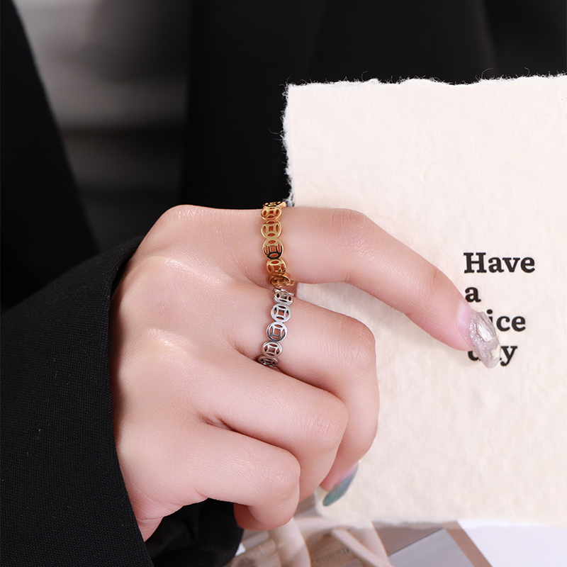 順風順水 【招財轉運】八方來財 錢多多銅錢戒指