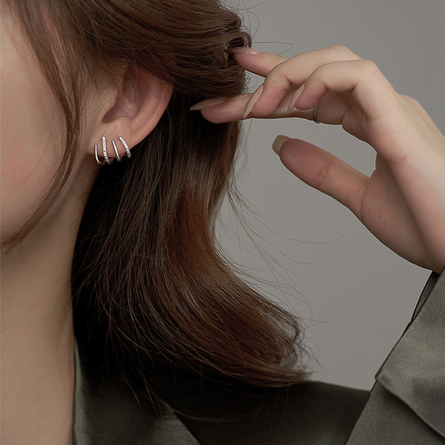 四爪耳排S925銀針設計百搭耳環