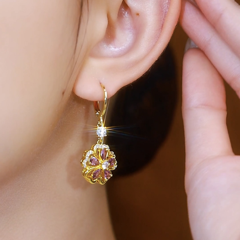 優雅氣質紫水晶花耳環