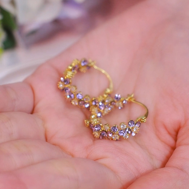 紫色繁星點點圈圈耳環