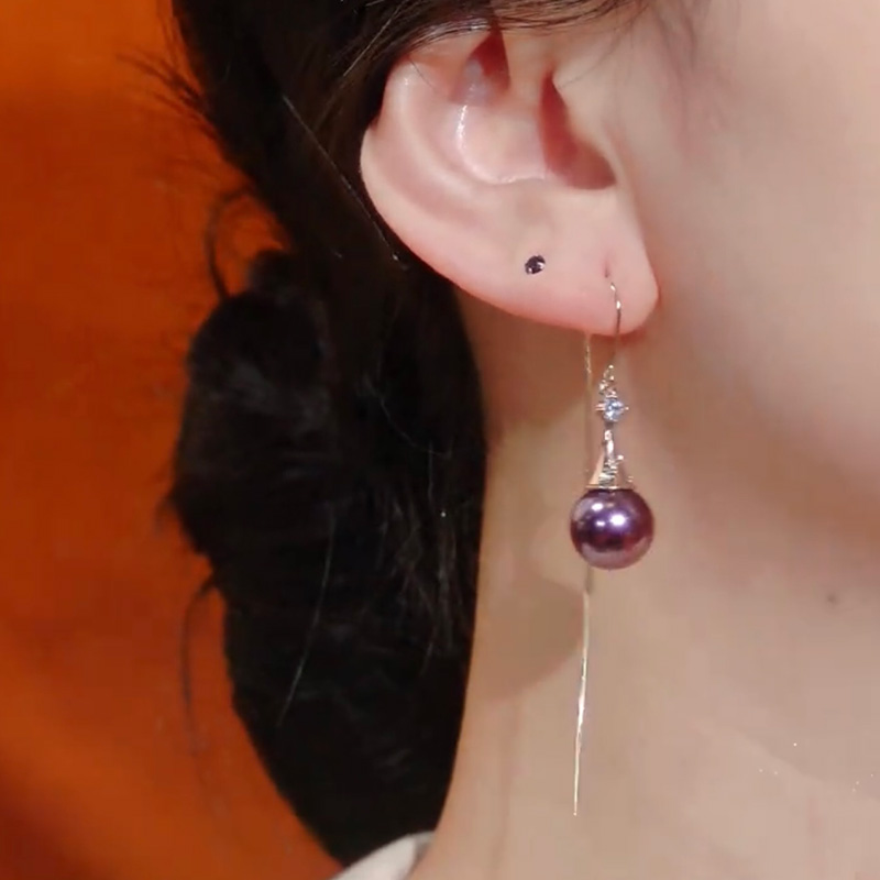 紫羅蘭簡約珍珠耳環