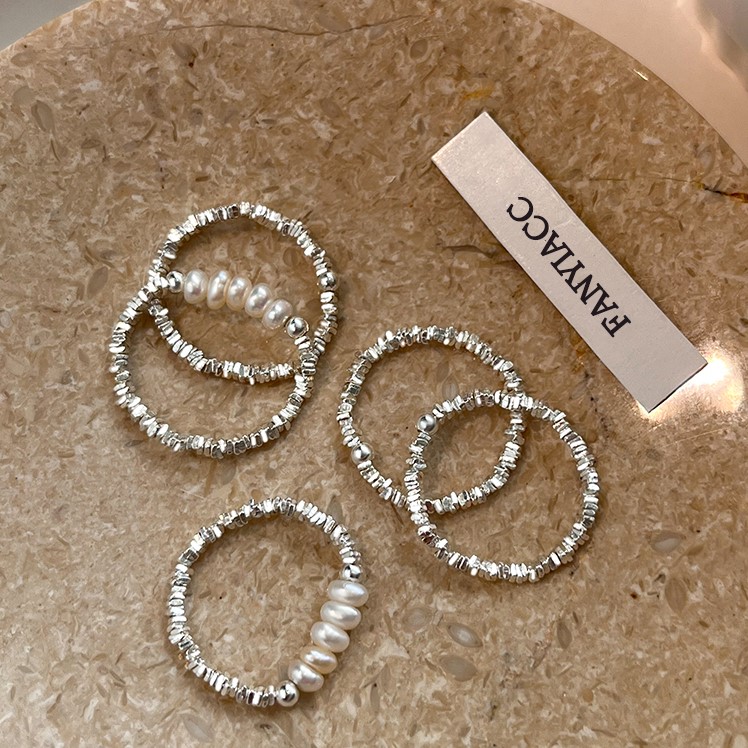 S999純銀碎銀珍珠戒指