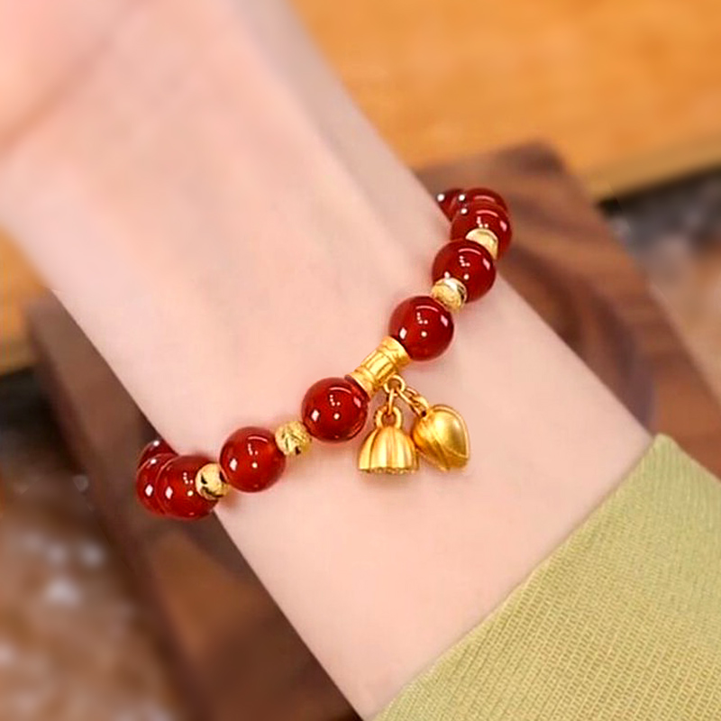 天然紅瑪瑙手錬精緻和田玉手串