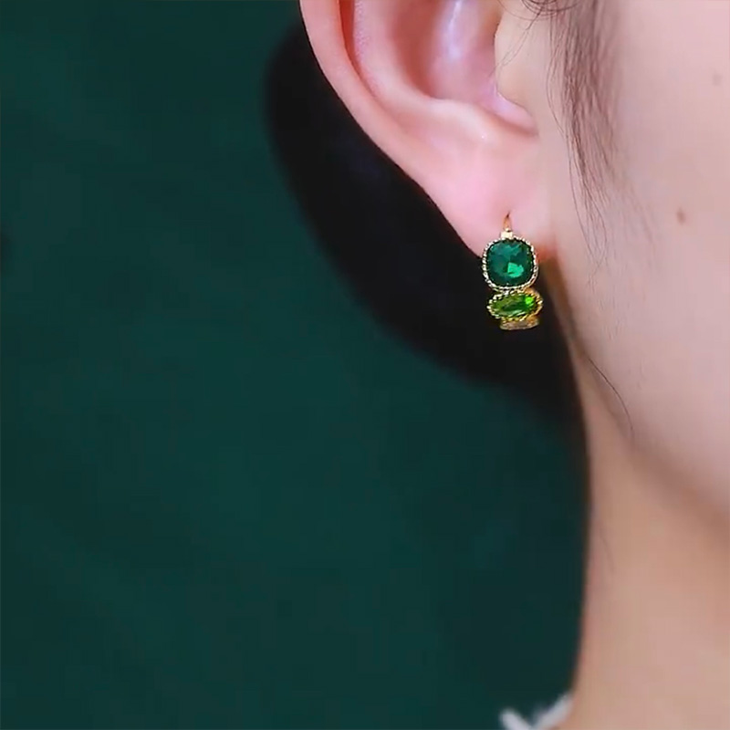 藝術感祖母綠寶石耳環