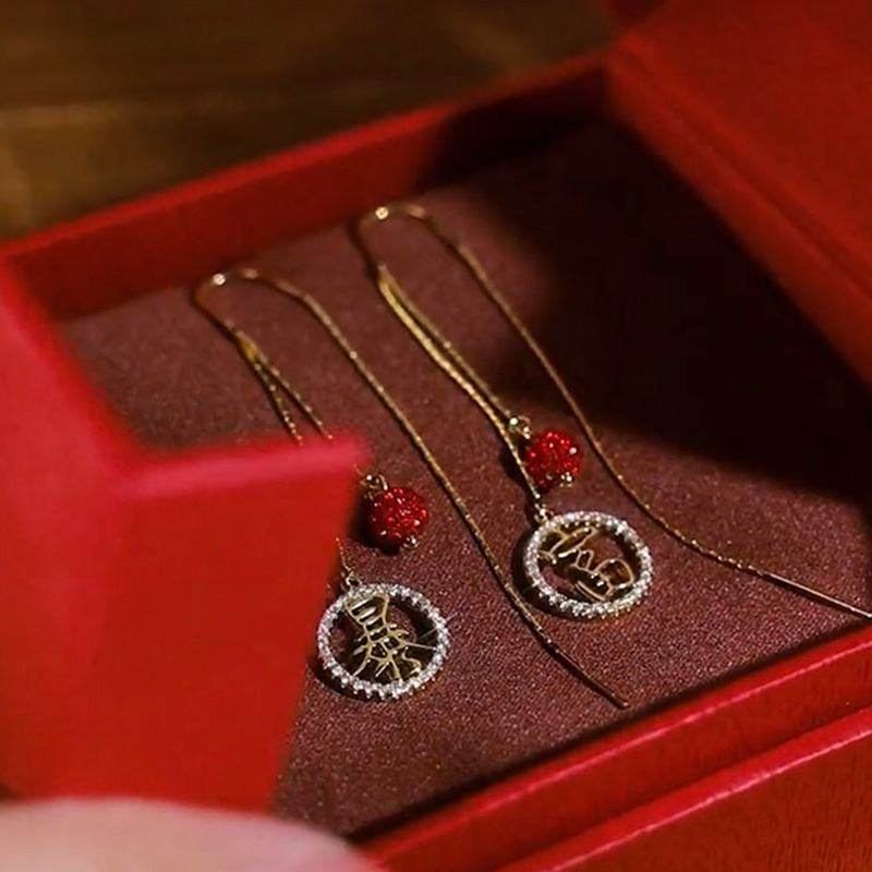 一夜暴富紅鑽球氣質耳環