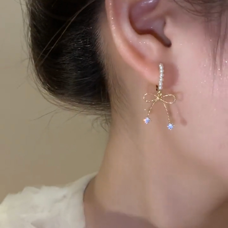 簡約甜美氣質蝴蝶結耳環