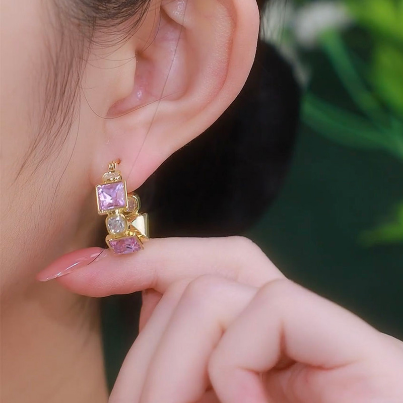 超閃雙色紫鋯石耳環