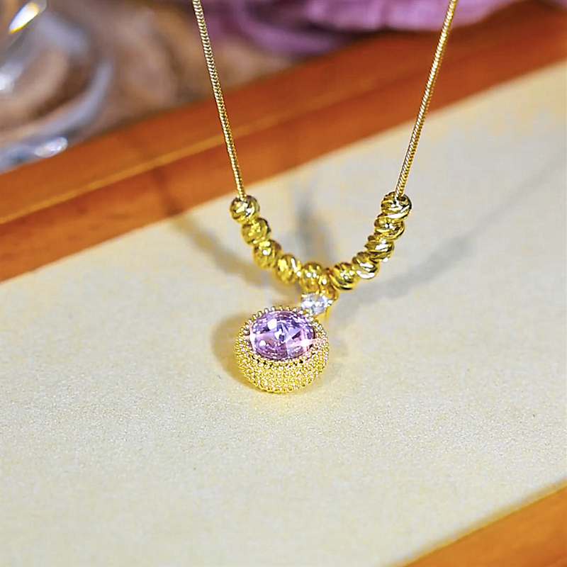 紫色圈圈轉運珠項錬