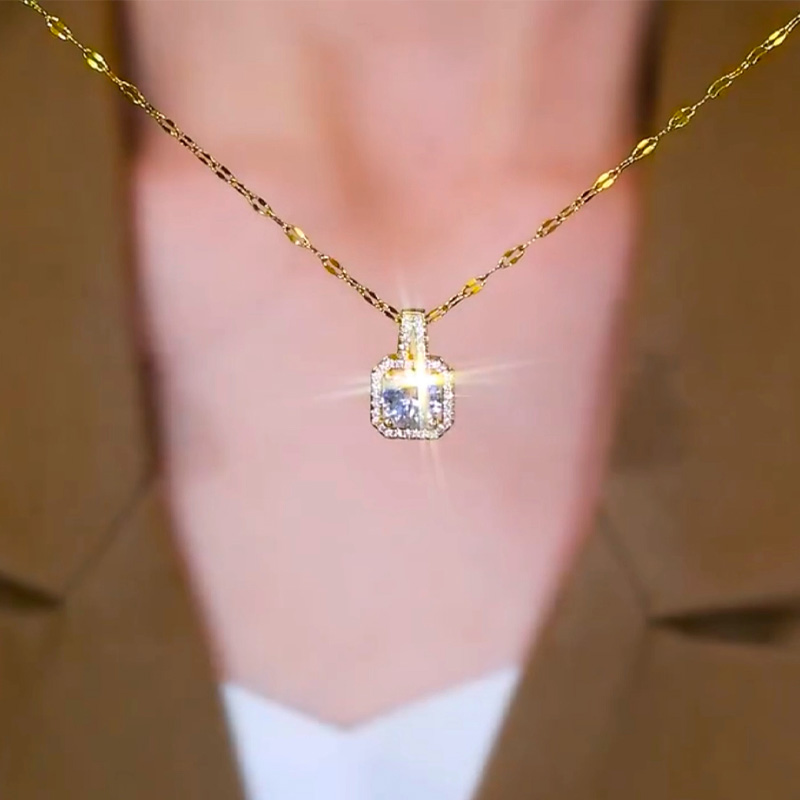 一克拉方塊鑽石項錬  