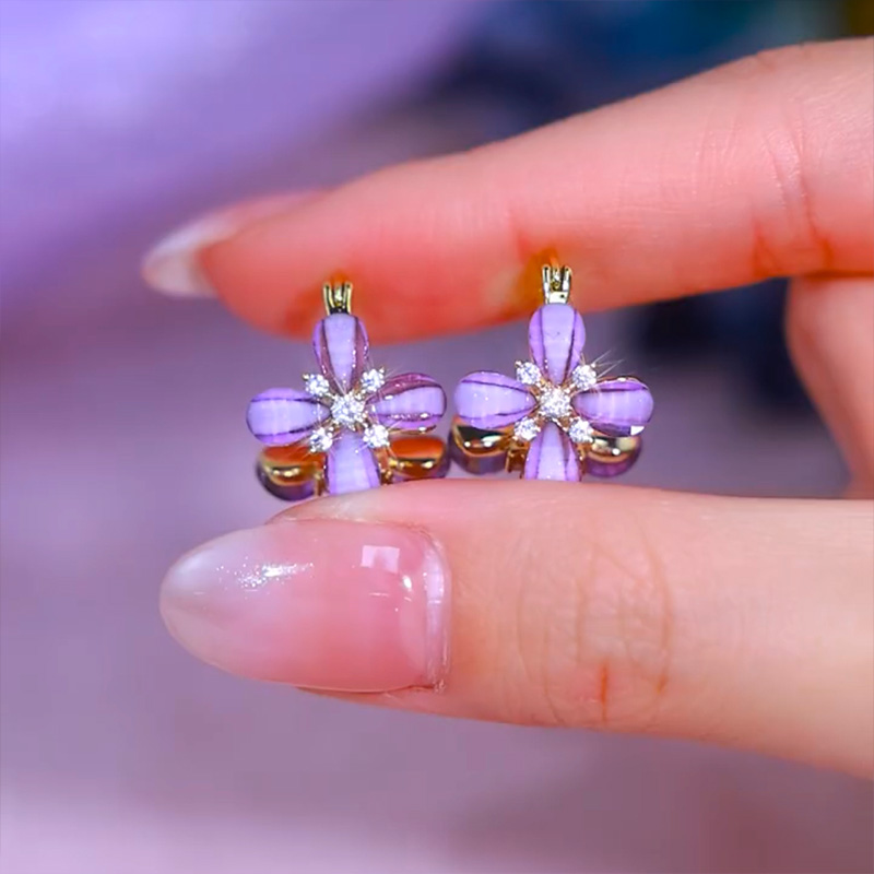 超仙紫色小花耳環