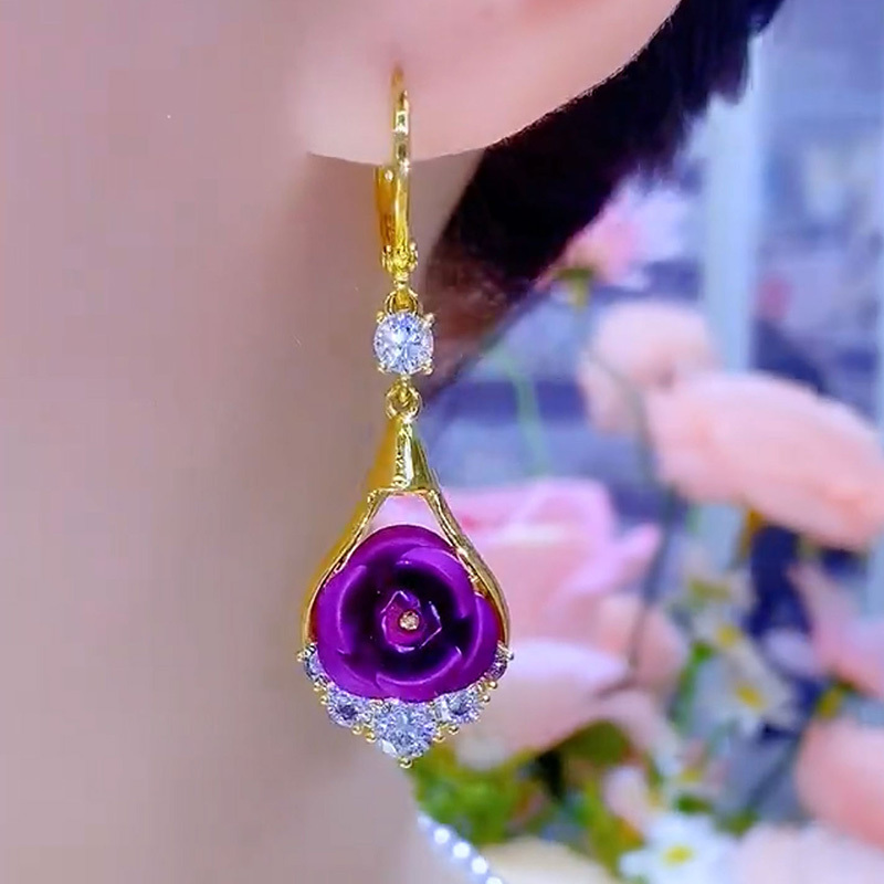 輕奢設計感黃玫瑰耳環