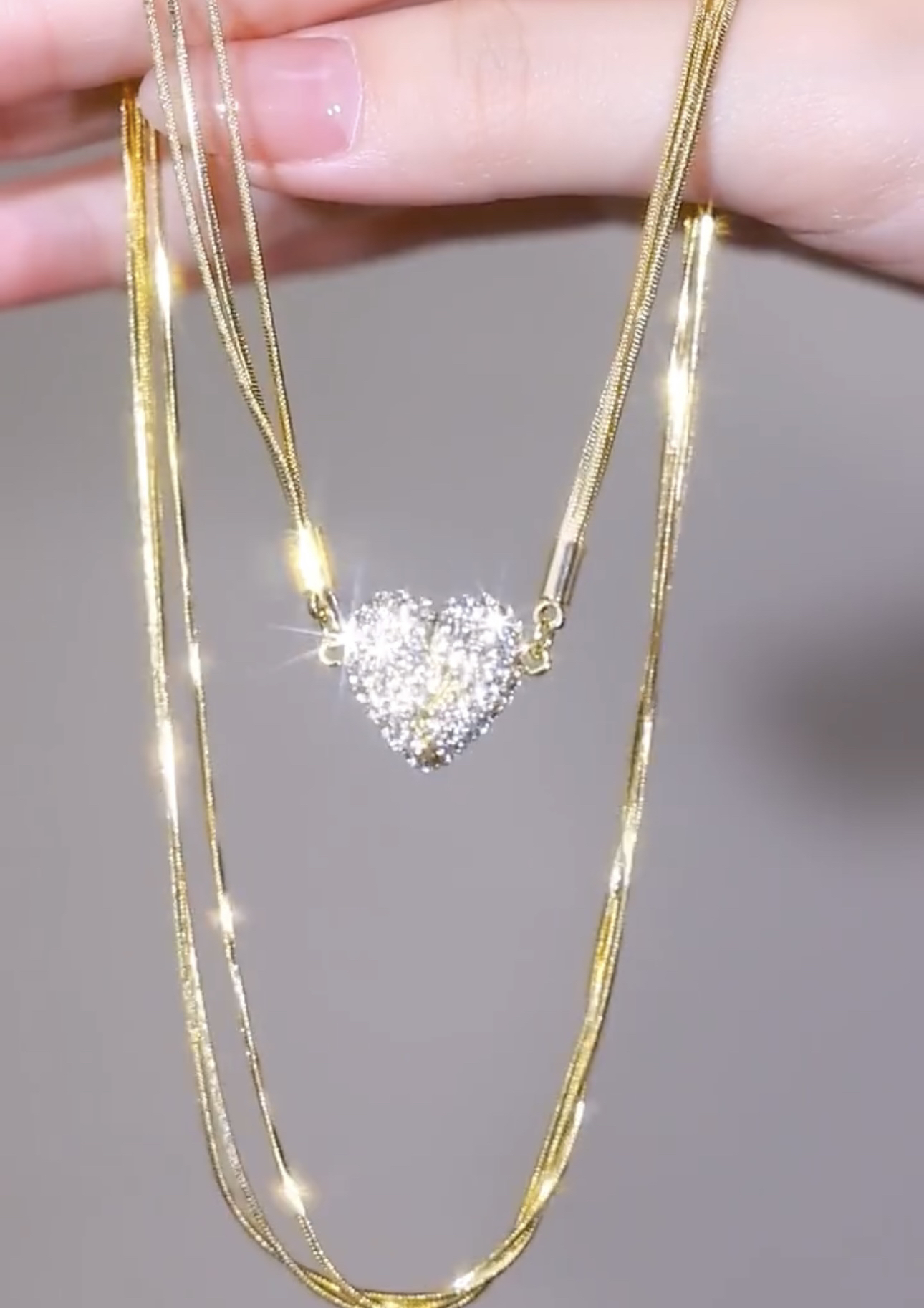 復古愛心磁吸相吸鎖骨錬