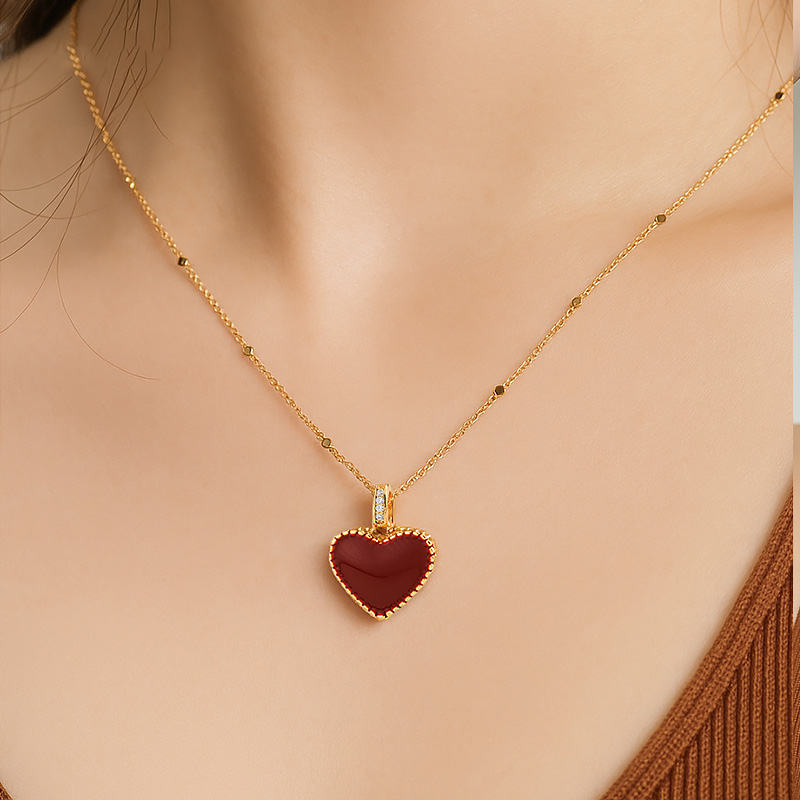 心動時刻 | 紅色愛心鎖骨錬毛衣錬氣質項錬