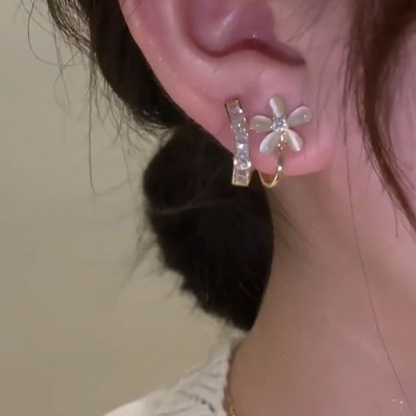 貓眼石小花一款兩戴耳環