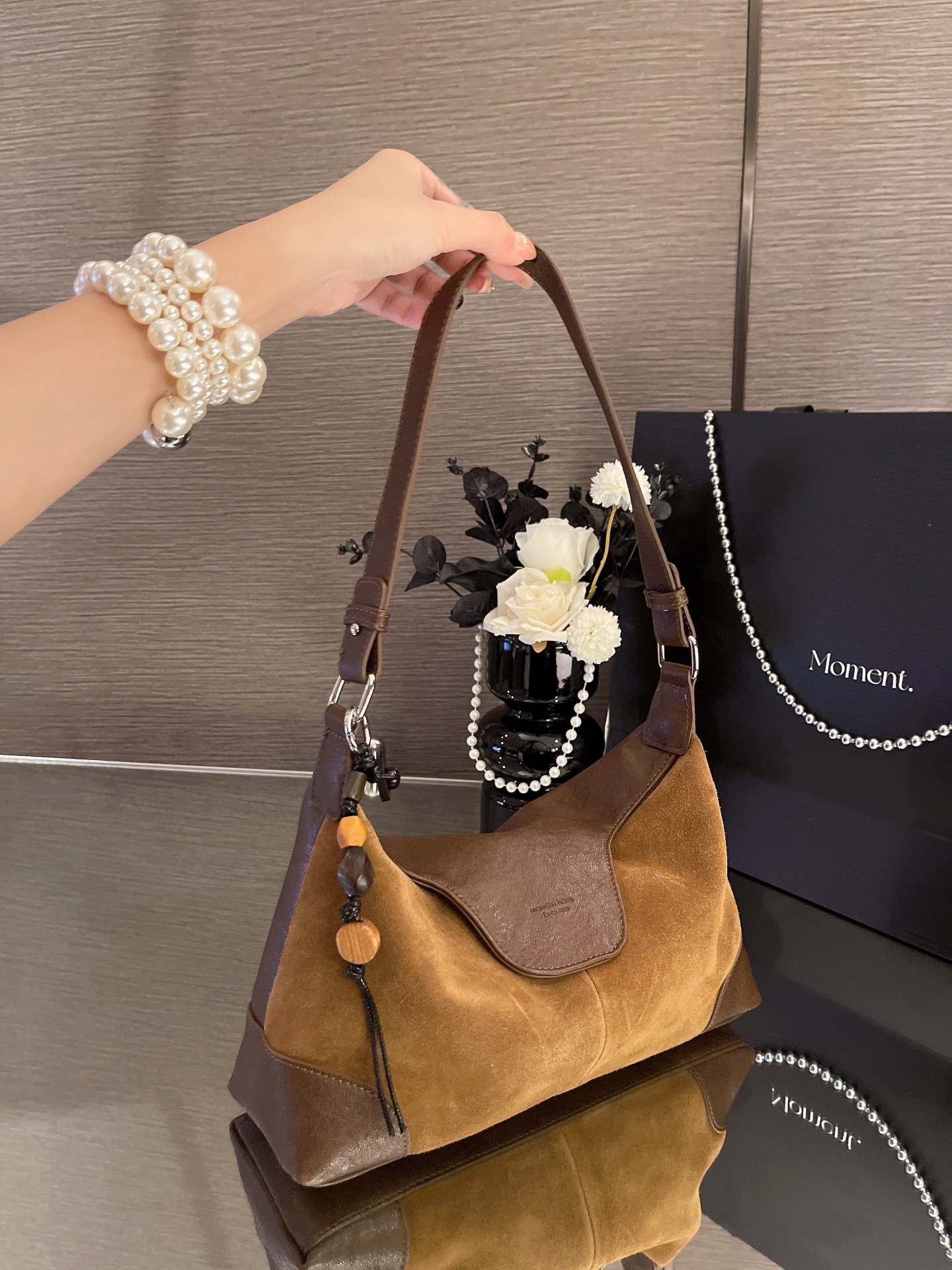 復古磨砂牛皮腋下包 通勤百搭斜肩包