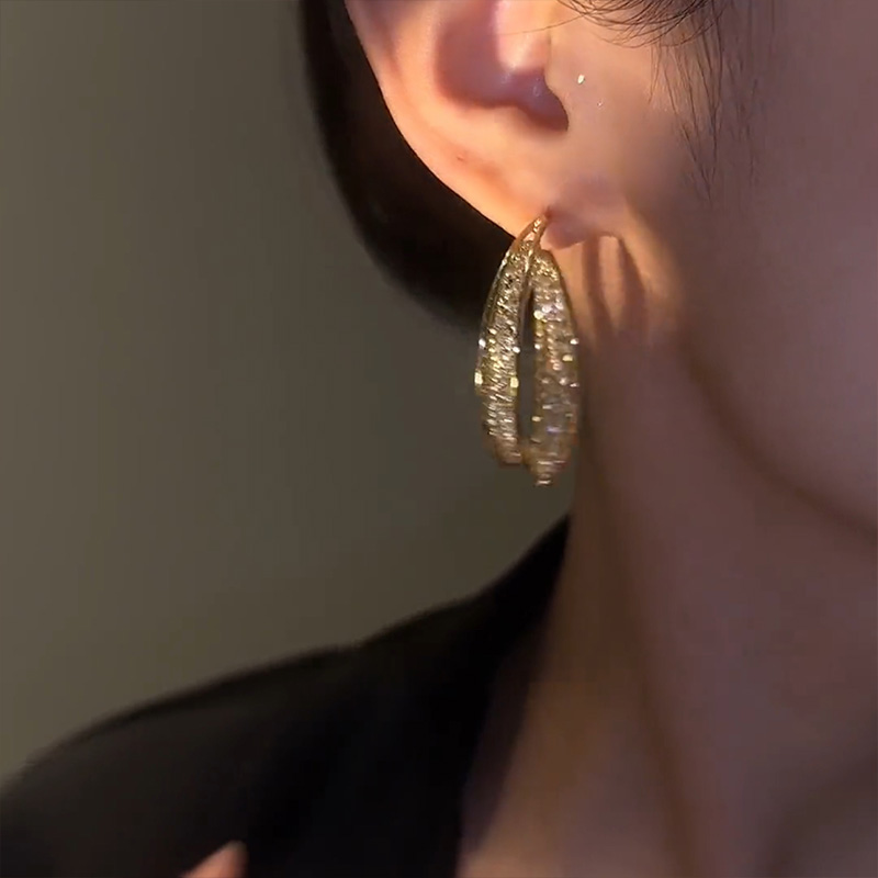 S925銀針網紗交叉耳環